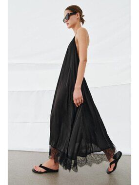 ZARA ZW COLLECTION SATIN LACE HALTER DRESS